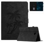 For Samsung Galaxy Tab A 10.1 T580/T585 Coconut Tree Embossed Smart Leather Tablet Case(Black)