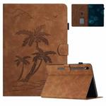For Samsung Galaxy Tab S8 X700/X706 Coconut Tree Embossed Smart Leather Tablet Case(Brown)