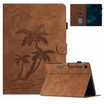 For Samsung Galaxy Tab S7 T870/T875 Coconut Tree Embossed Smart Leather Tablet Case(Brown)