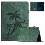 For Samsung Galaxy Tab S9 FE X510/X516B Coconut Tree Embossed Smart Leather Tablet Case(Green)