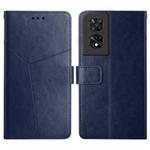 For TCL 505 Y-shaped Pattern Flip Leather Phone Case(Blue)