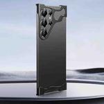 For Samsung Galaxy S24 Ultra 5G Frameless Metal Corner Pad Phone Case with Lens Film(Black)