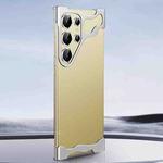 For Samsung Galaxy S23 Ultra 5G Frameless Metal Corner Pad Phone Case with Lens Film(Silver)