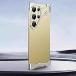 For Samsung Galaxy S25 Ultra 5G Frameless Metal Corner Pad Phone Case with Lens Film(Silver)