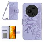 For TCL 60 NxtPaper 4G Skin Feel Sun Flower Embossed Flip Leather Phone Case with Lanyard(Purple)
