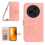 For TCL 60 NxtPaper 4G Skin Feel Sun Flower Embossed Flip Leather Phone Case with Lanyard(Pink)