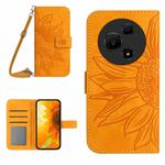 For TCL 60 NxtPaper 4G Skin Feel Sun Flower Embossed Flip Leather Phone Case with Lanyard(Yellow)