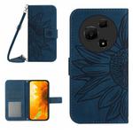 For TCL 60 NxtPaper 4G Skin Feel Sun Flower Embossed Flip Leather Phone Case with Lanyard(Inky Blue)