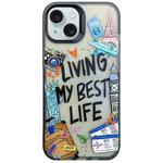 For iPhone 15 Colorful Painting TPU + PC Phone Case(Travel Tags)