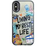 For iPhone XS Max Colorful Painting TPU + PC Phone Case(Travel Tags)