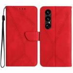 For Sony Xperia 1 VII Stitching Embossed Leather Phone Case(Red)