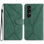 For Sony Xperia 1 VII Stitching Embossed Leather Phone Case(Green)