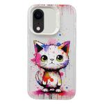 For iPhone XR Painted Color Ink Animals TPU Phone Case(Graffiti Cat)