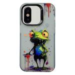 For iPhone XS Max Painted Color Ink Animals TPU Phone Case(Graffiti Frog)