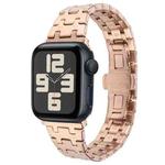 For Apple Watch SE 2023 44mm Double T Stainless Steel Watch Band(Rose Gold)