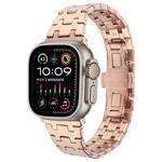 For Apple Watch Ultra 2 49mm Double T Stainless Steel Watch Band(Rose Gold)