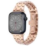 For Apple Watch Series 8 45mm Double T Stainless Steel Watch Band(Rose Gold)