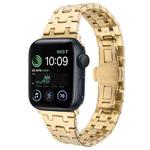 For Apple Watch SE 2022 44mm Double T Stainless Steel Watch Band(Gold)