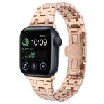 For Apple Watch SE 2022 44mm Double T Stainless Steel Watch Band(Rose Gold)