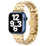 For Apple Watch Series 7 41mm Double T Stainless Steel Watch Band(Gold)