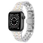 For Apple Watch Series 6 40mm Double T Stainless Steel Watch Band(Silver Gold)