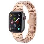 For Apple Watch Series 4 44mm Double T Stainless Steel Watch Band(Rose Gold)