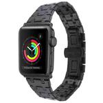 For Apple Watch Series 3 42mm Double T Stainless Steel Watch Band(Black)