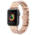 For Apple Watch Series 3 42mm Double T Stainless Steel Watch Band(Rose Gold)