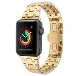 For Apple Watch 42mm Double T Stainless Steel Watch Band(Gold)