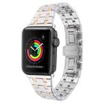 For Apple Watch 42mm Double T Stainless Steel Watch Band(Silver Rose Gold)