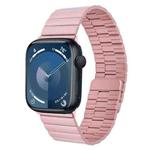 For Apple Watch Series 9 45mm Bamboo Stainless Steel Magnetic Watch Band(Pink)