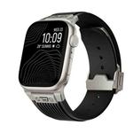 For Apple Watch SE 2023 44mm Vertical Texture Titanium Buckle Elastic Silicone Watch Band(Black)