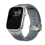 For Apple Watch SE 2023 44mm Vertical Texture Titanium Buckle Elastic Silicone Watch Band(Grey)