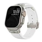 For Apple Watch Ultra 2 49mm Vertical Texture Titanium Buckle Elastic Silicone Watch Band(White)