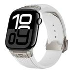 For Apple Watch Series 10 46mm Vertical Texture Titanium Buckle Elastic Silicone Watch Band(White)