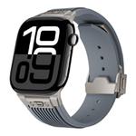 For Apple Watch Series 10 42mm Vertical Texture Titanium Buckle Elastic Silicone Watch Band(Grey)