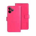 For Realme GT 6 5G Taiwan, China idewei Crazy Horse Texture Leather Phone Case(Rose Red)