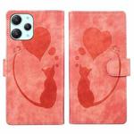 For Xiaomi Redmi 12 Pen Heart Cat Embossed Leather Phone Case(Orange)