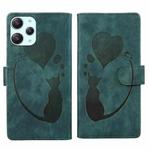 For Xiaomi Redmi 12 Pen Heart Cat Embossed Leather Phone Case(Green)