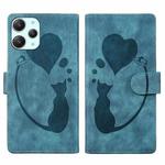 For Xiaomi Redmi 12 Pen Heart Cat Embossed Leather Phone Case(Blue)