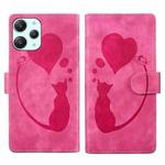 For Xiaomi Redmi 12 Pen Heart Cat Embossed Leather Phone Case(Pink)