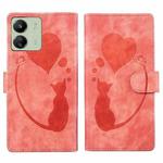 For Xiaomi Poco C65 / Redmi 13C 4G/5G Pen Heart Cat Embossed Leather Phone Case(Orange)