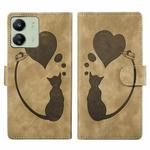 For Xiaomi Poco C65 / Redmi 13C 4G/5G Pen Heart Cat Embossed Leather Phone Case(Apricot)