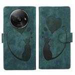 For Xiaomi Redmi A3 Pen Heart Cat Embossed Leather Phone Case(Green)