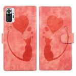 For Xiaomi Redmi Note 10 Pro Pen Heart Cat Embossed Leather Phone Case(Orange)