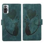 For Xiaomi Redmi Note 10 Pro Pen Heart Cat Embossed Leather Phone Case(Green)