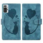 For Xiaomi Redmi Note 10 Pro Pen Heart Cat Embossed Leather Phone Case(Blue)