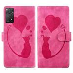 For Xiaomi Redmi Note 11 Pro 5G Pen Heart Cat Embossed Leather Phone Case(Pink)