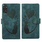 For Xiaomi Redmi Note 11S 4G / Note 12S Pen Heart Cat Embossed Leather Phone Case(Green)