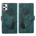 For Xiaomi Redmi Note 12 Pro 5G Global Pen Heart Cat Embossed Leather Phone Case(Green)